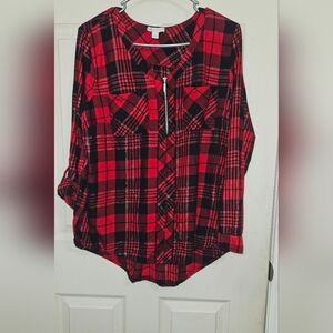 Chic Red and Black Plaid Shirt